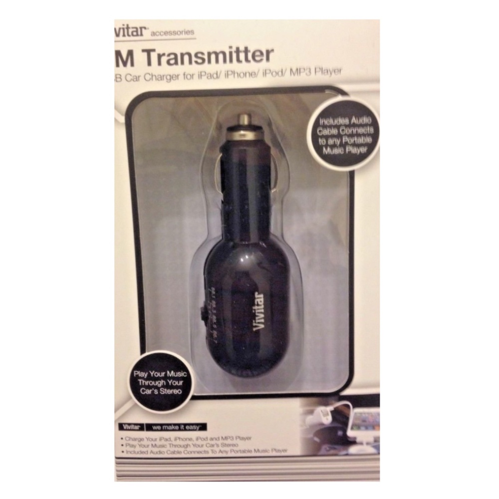 Vivitar FM Transmitter USB Car Charger